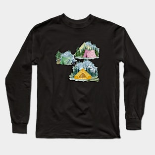 Camping Vintage Since Established Retro Collage Long Sleeve T-Shirt